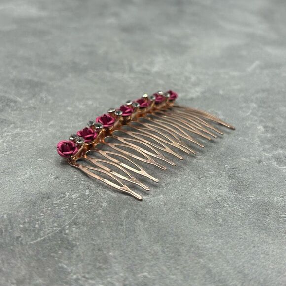 Gold Rose Floral Hair Comb Hair Pin Accessory Gift For Her main image 6